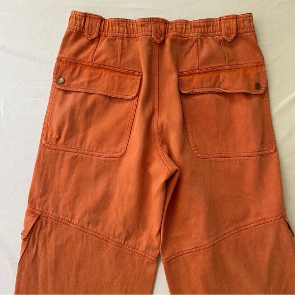 Free People Come And Get It Utility Pants Cargo Orange Cotton XL - Picture 7 of 9